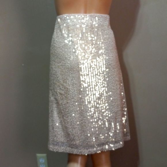 NWT Pink Armadillos mini gold sequins polyester skirt, sz L - Picture 4 of 7